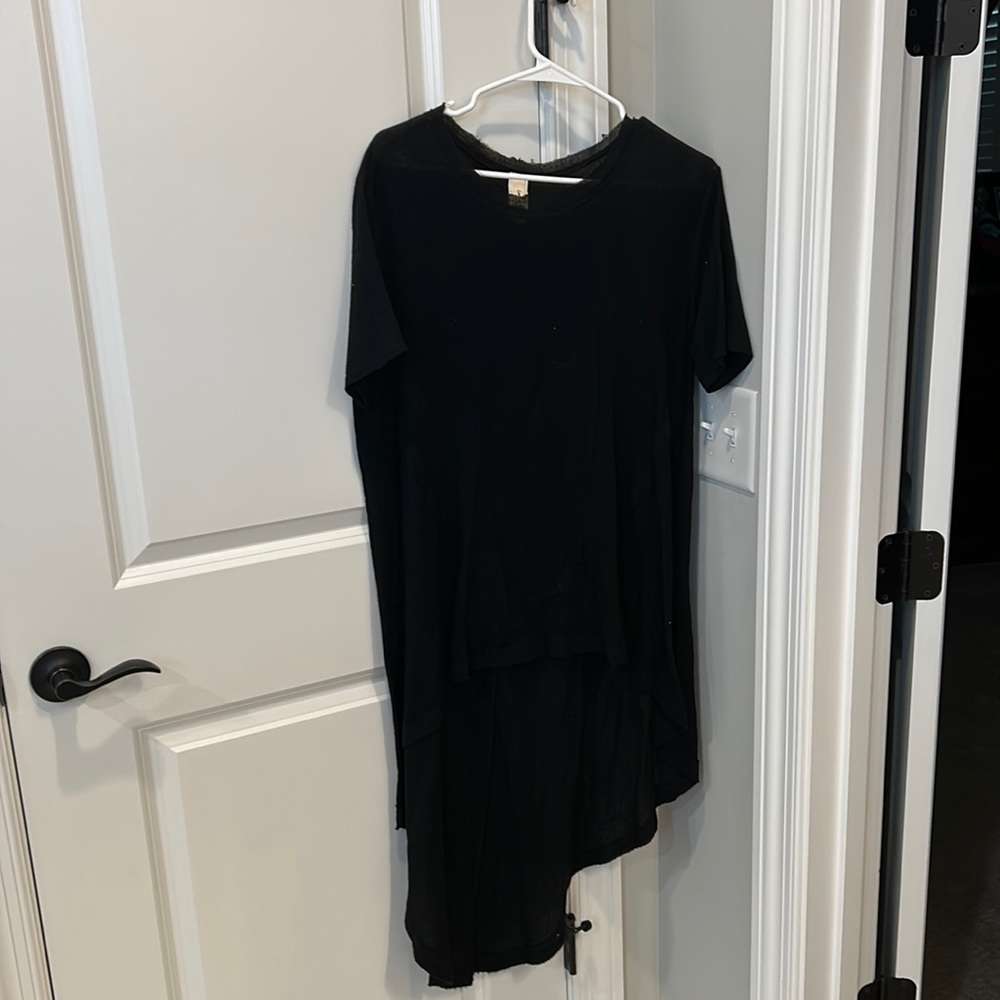 Loving People hi-low black cotton gauze top Size Medium